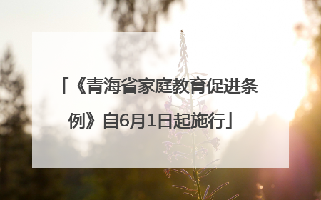 《青海省家庭教育促进条例》自6月1日起施行