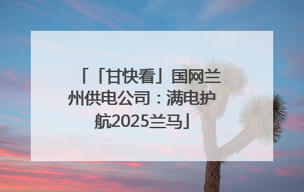 「甘快看」国网兰州供电公司：满电护航2025兰马