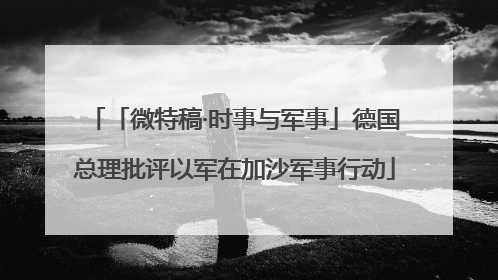 「微特稿·时事与军事」德国总理批评以军在加沙军事行动