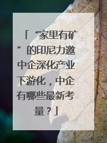 “家里有矿”的印尼力邀中企深化产业下游化，中企有哪些最新考量？