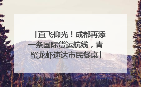 直飞仰光！成都再添一条国际货运航线，青蟹龙虾速达市民餐桌