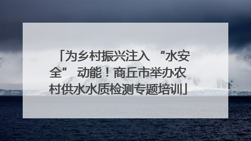 为乡村振兴注入 “水安全” 动能！商丘市举办农村供水水质检测专题培训