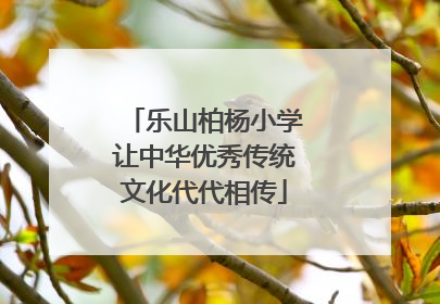 乐山柏杨小学让中华优秀传统文化代代相传