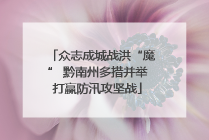 众志成城战洪“魔” 黔南州多措并举打赢防汛攻坚战
