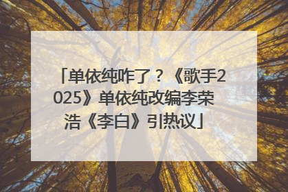 单依纯咋了？《歌手2025》单依纯改编李荣浩《李白》引热议