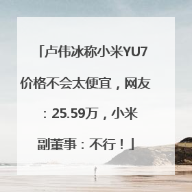 卢伟冰称小米YU7价格不会太便宜，网友：25.59万，小米副董事：不行！