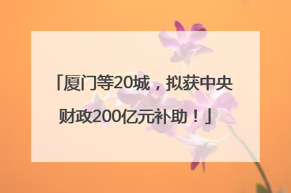 厦门等20城，拟获中央财政200亿元补助！
