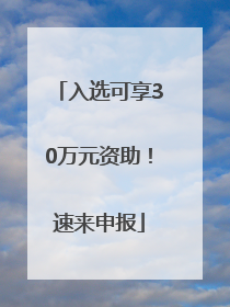 入选可享30万元资助！速来申报