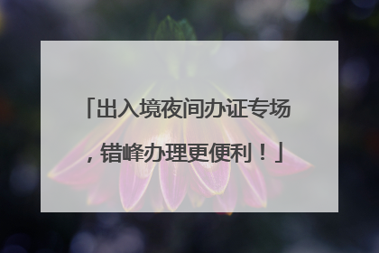 出入境夜间办证专场，错峰办理更便利！