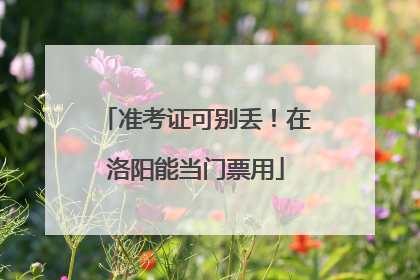 准考证可别丢！在洛阳能当门票用