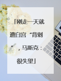 刚走一天就遭白宫“背刺”，马斯克：很失望