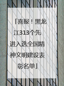喜报！黑龙江313个先进入选全国精神文明建设表彰名单