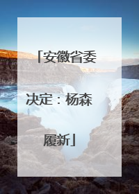 安徽省委决定：杨森履新