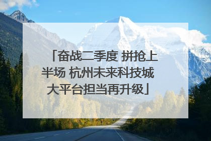 奋战二季度 拼抢上半场 杭州未来科技城大平台担当再升级
