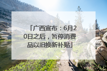 广西宣布：6月20日之后，暂停消费品以旧换新补贴