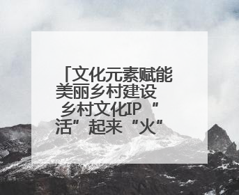 文化元素赋能美丽乡村建设 乡村文化IP“活”起来“火”起来