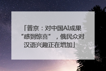 普京：对中国AI成果“感到惊喜”，俄民众对汉语兴趣正在增加