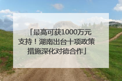 最高可获1000万元支持！湖南出台十项政策措施深化对德合作