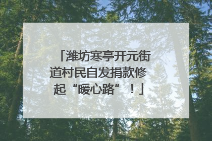 潍坊寒亭开元街道村民自发捐款修起“暖心路”！