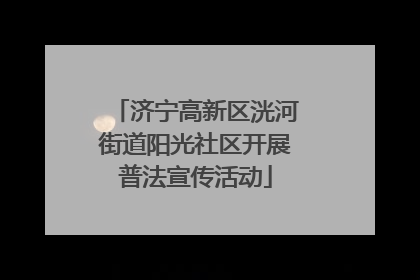 济宁高新区洸河街道阳光社区开展普法宣传活动