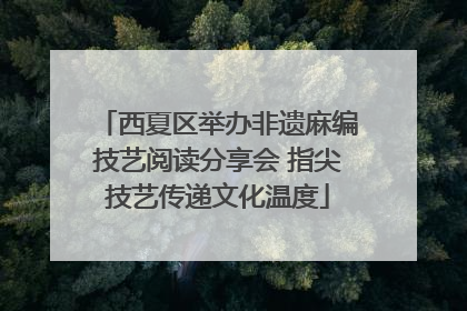 西夏区举办非遗麻编技艺阅读分享会 指尖技艺传递文化温度