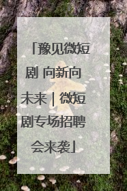 豫见微短剧 向新向未来｜微短剧专场招聘会来袭