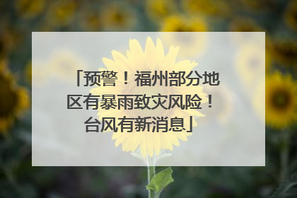 预警！福州部分地区有暴雨致灾风险！台风有新消息