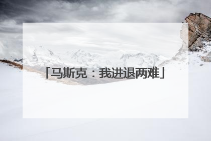 马斯克：我进退两难