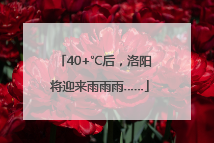 40+℃后，洛阳将迎来雨雨雨……