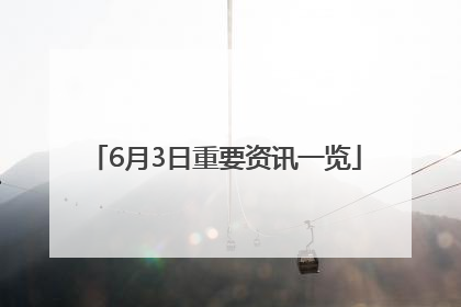 6月3日重要资讯一览